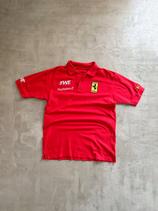 RED FERRARI RACING X PLAYSTATION POLO - 2000S - M