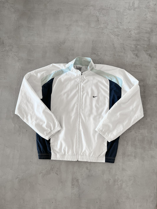WHITE/BABY BLUE NIKE TRACK JACKET - 2000S - XL