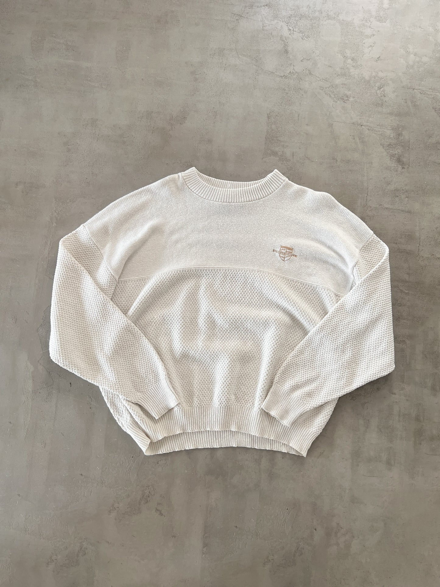 CREME PORSCHE KNIT SWEATER - 1990S - L