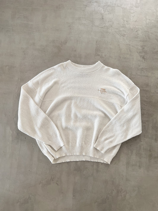 CREME PORSCHE KNIT SWEATER - 1990S - L