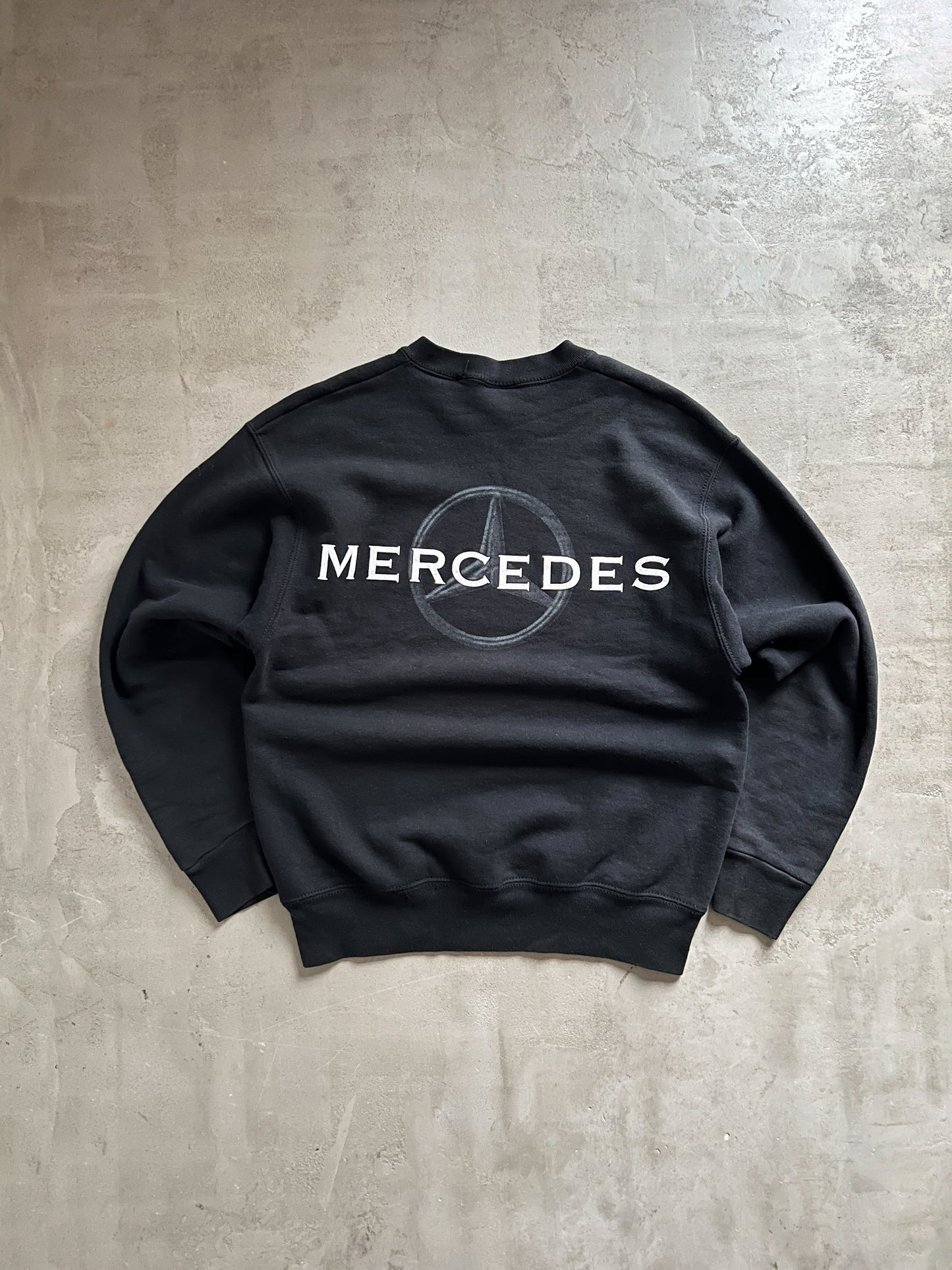 BLACK MERCEDES BENZ SWEATER - 1990S - S