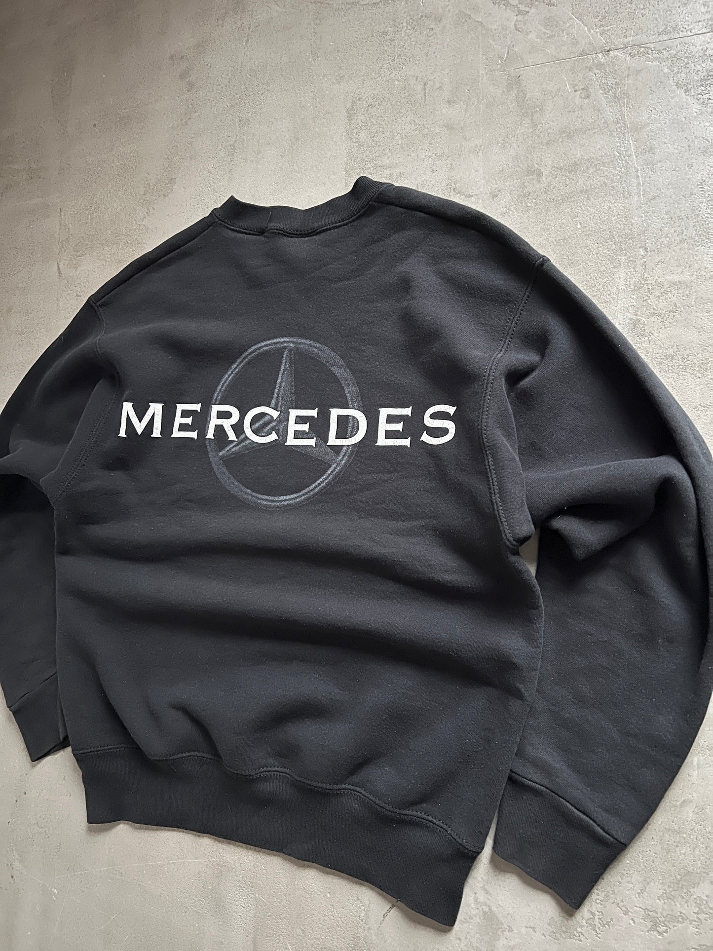 BLACK MERCEDES BENZ SWEATER - 1990S - S