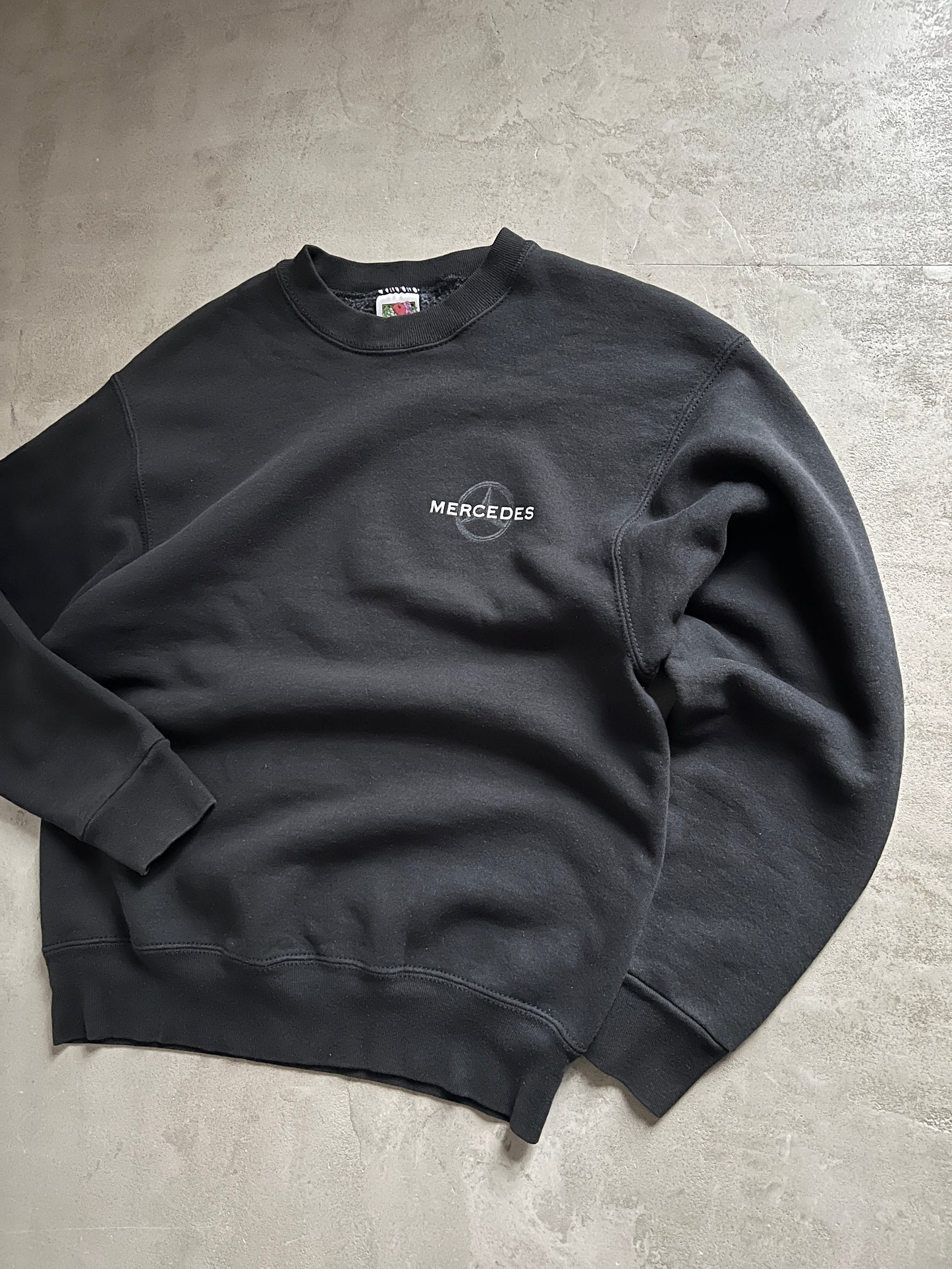 BLACK MERCEDES BENZ SWEATER - 1990S - S