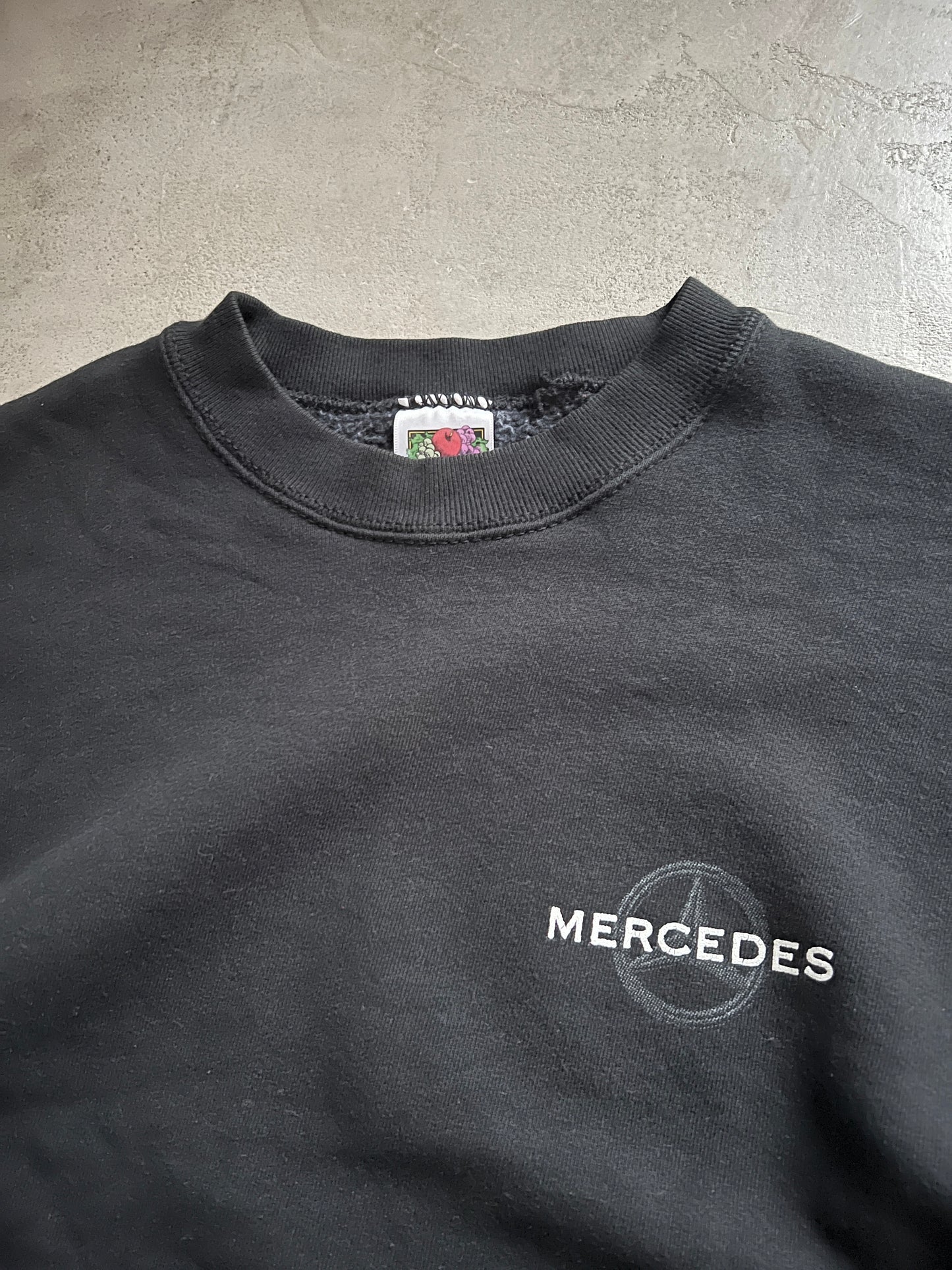 BLACK MERCEDES BENZ SWEATER - 1990S - S