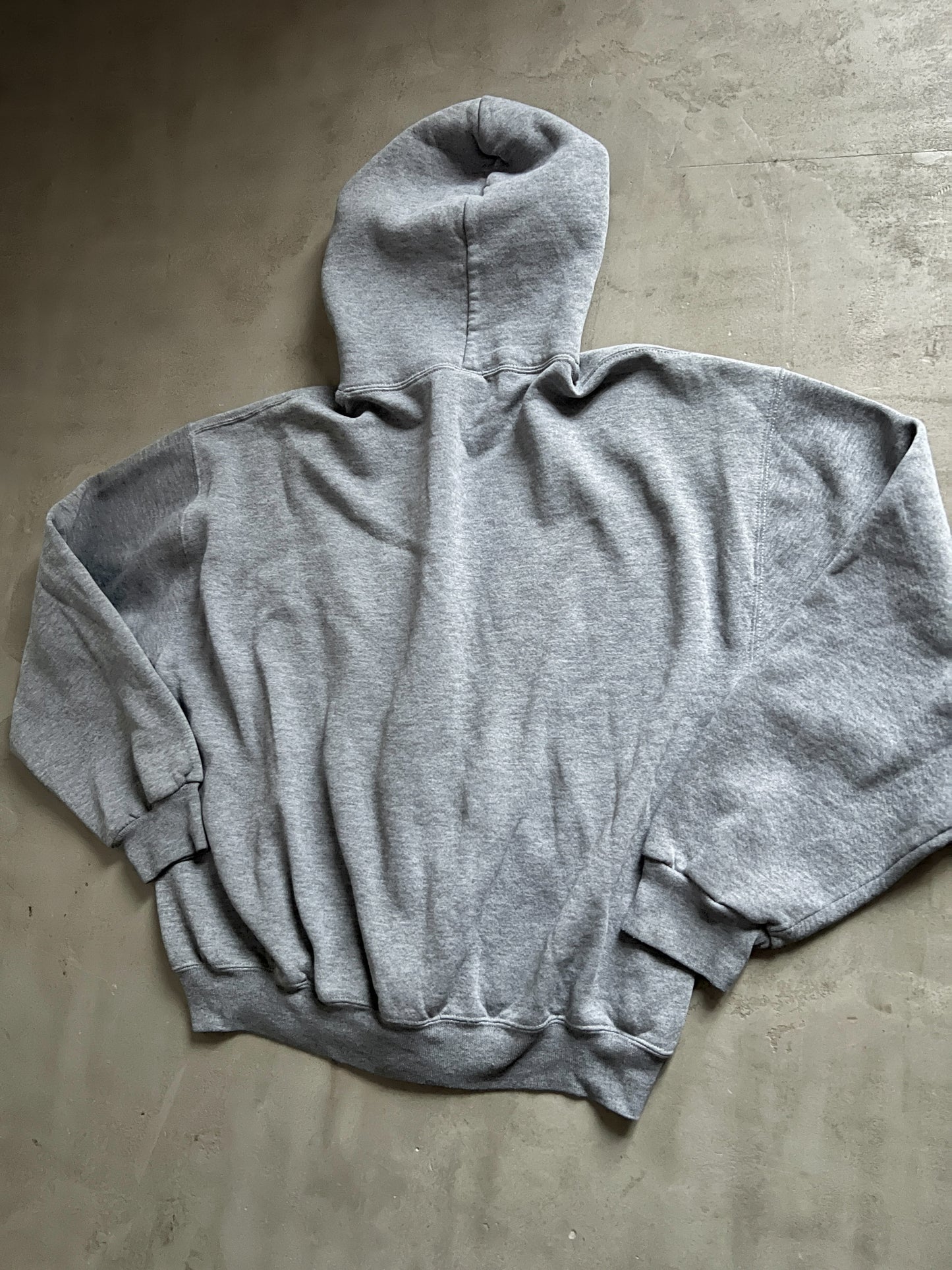 GREY YANKEES RUSSELL ZIP UP HOODIE - 1990S - L