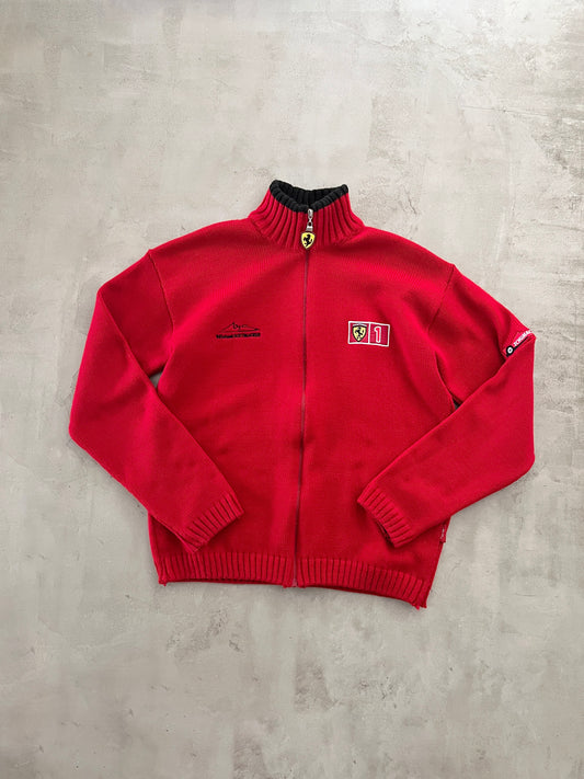 RED FERRARI SCHUMACHER KNIT JACKET - 2000S - L