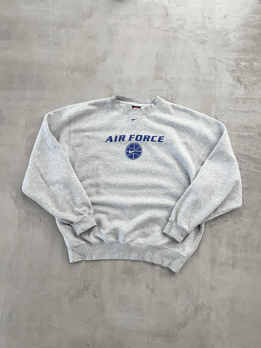GREY NIKE AIR FORCE SWEATER - 1990S - L/XL