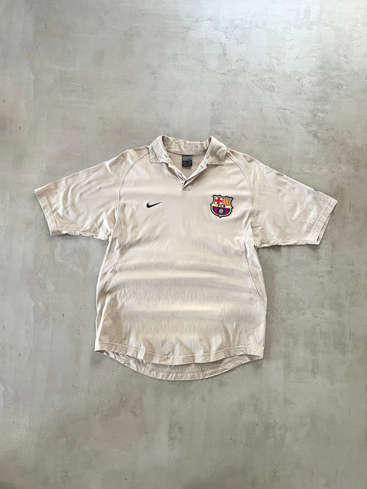 BEIGE FC BARCELONA NIKE POLO - 2000S - L
