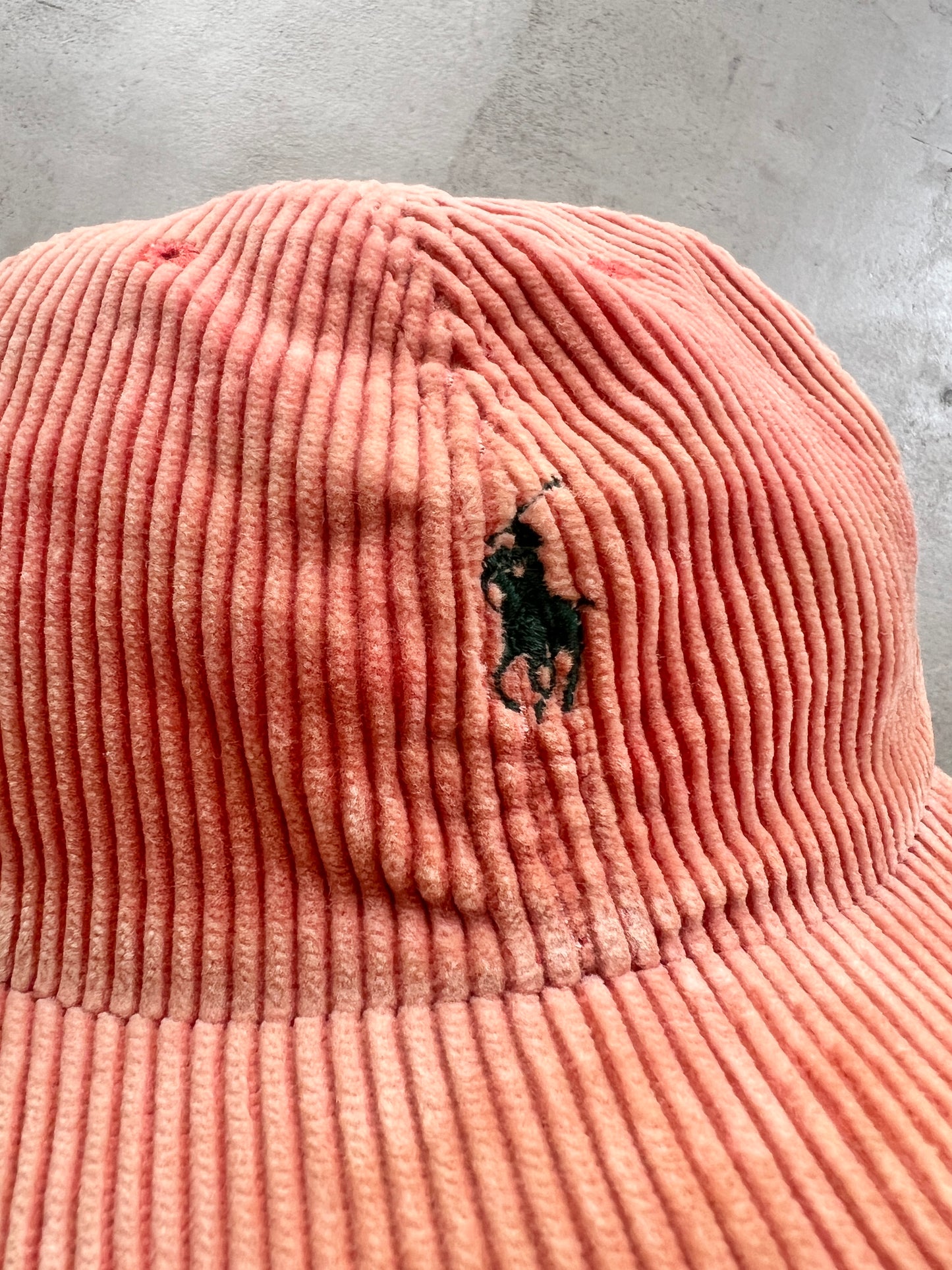 ORANGE POLO RALPH LAUREN CORDUROY CAP - 1990S