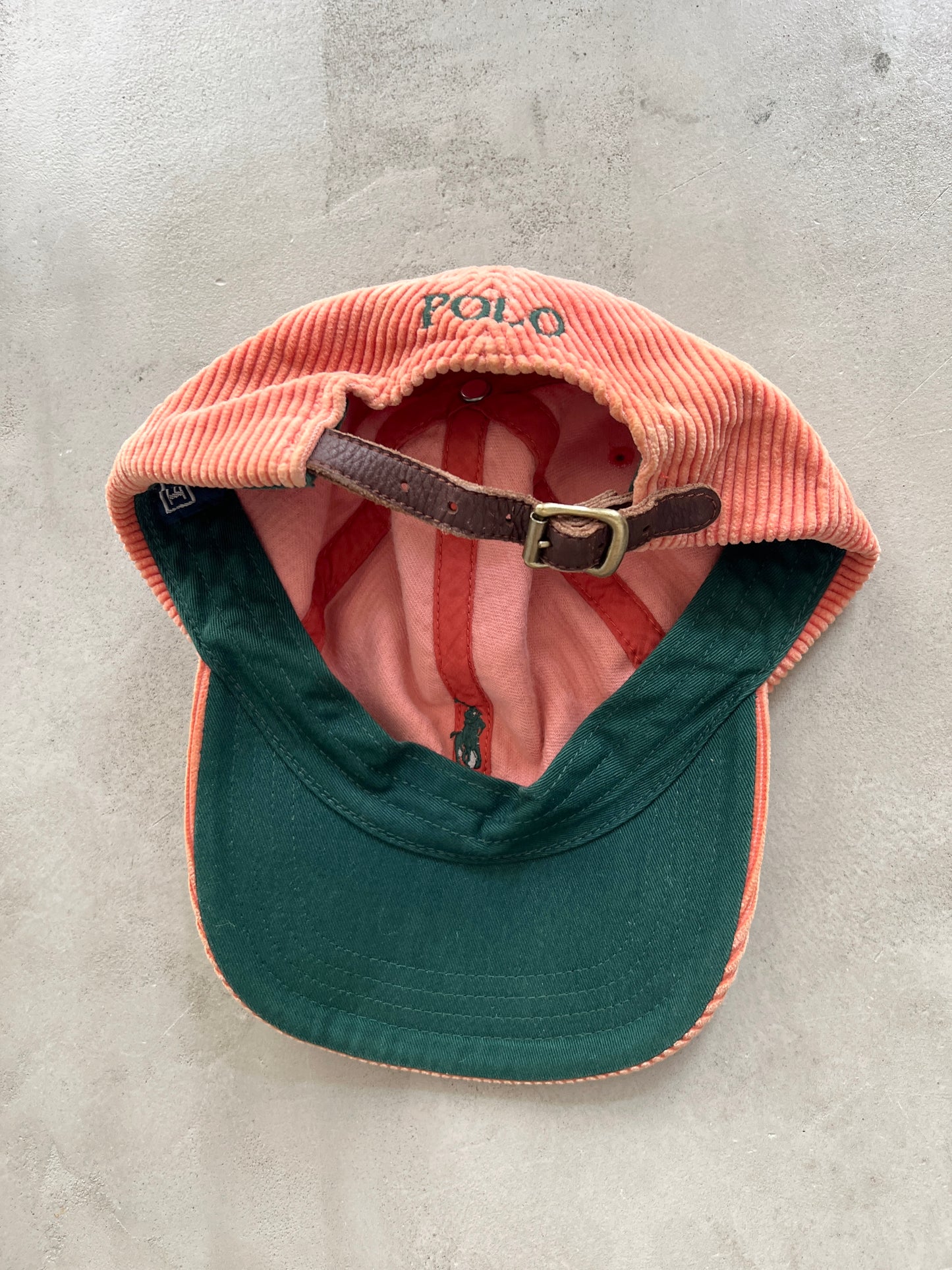 ORANGE POLO RALPH LAUREN CORDUROY CAP - 1990S