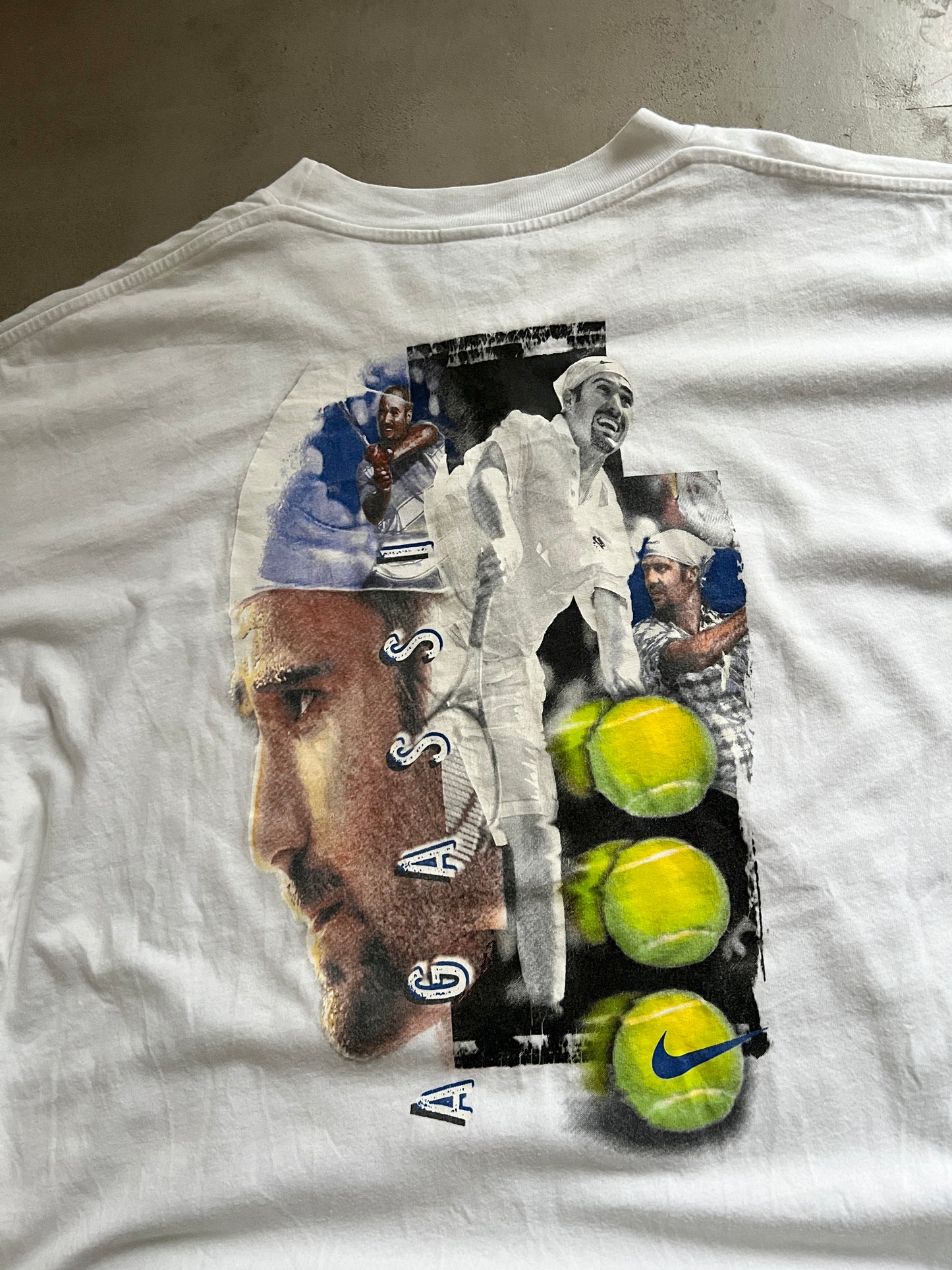 WHITE NIKE AGASSI TENNIS TEE - 1990S - XL
