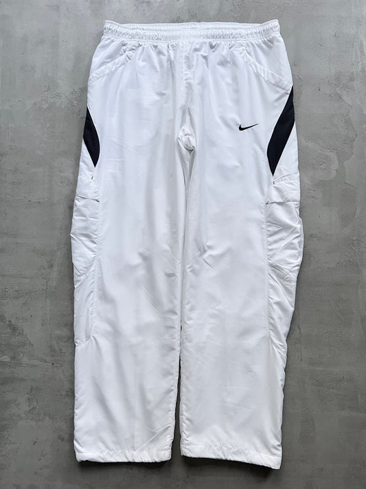 WHITE/BLACK NIKE TRACK PANTS - 2000S - XL