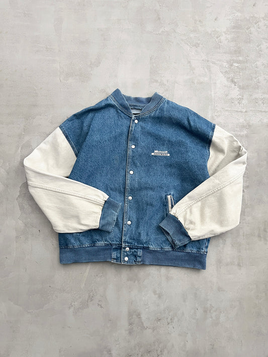JEANS BLUE MICROSOFT PROMO JACKET - 1990S - XL