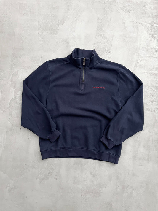 NAVY PORSCHE HALFZIP - 1990S - S