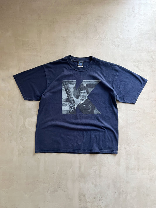 FADED NAVY SCARFACE X KINGPIN TEE - 1990S - L/XL