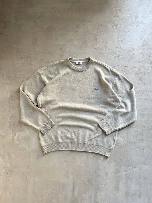 BEIGE LACOSTE KNIT SWEATER - 2000S - M