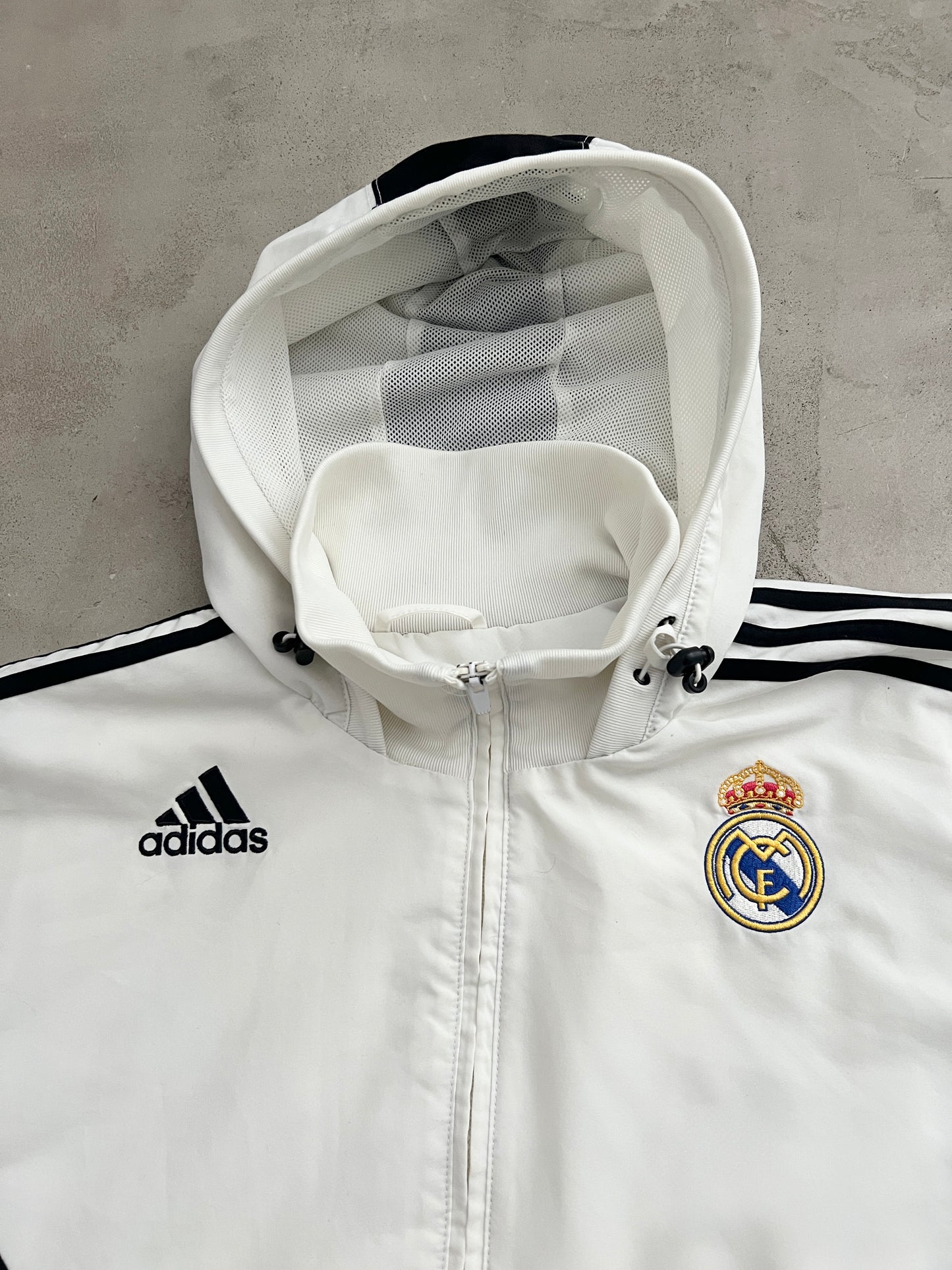 WHITE REAL MADRID TRACK JACKET - 2000S - L