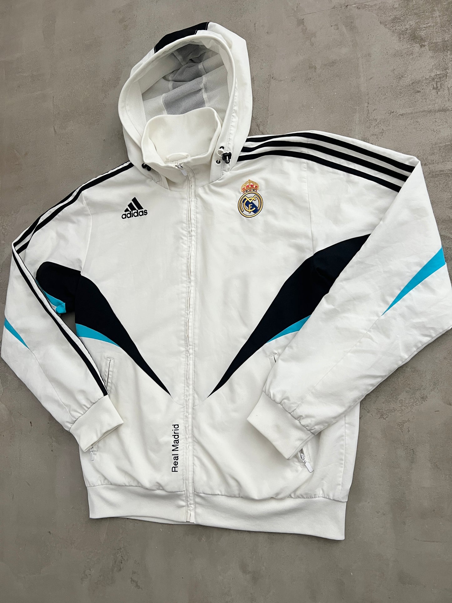 WHITE REAL MADRID TRACK JACKET - 2000S - L