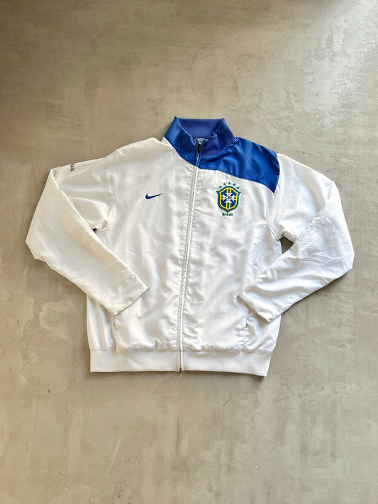WHITE/BLUE BRAZIL NIKE TRACK JACKET - 2000S - M