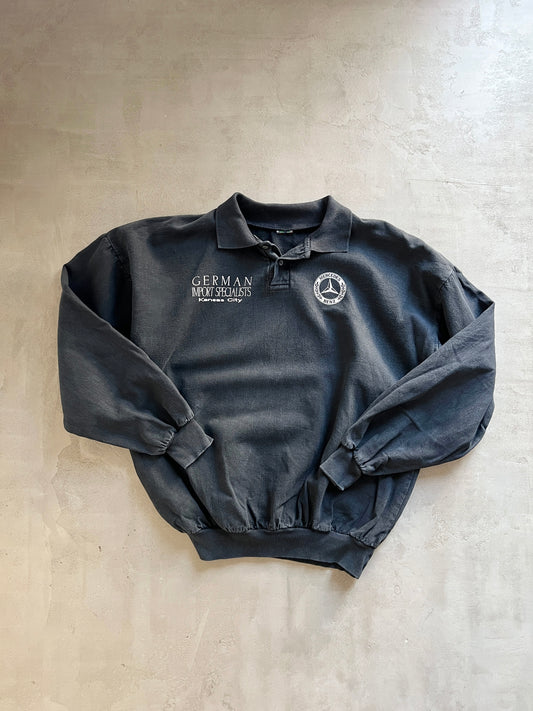 FADED BLACK MERCEDES BENZ SWEATER - 1990S - L