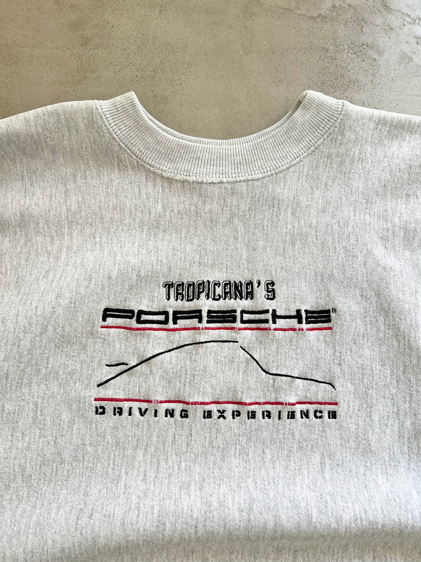 GREY PORSCHE SWEATER - 1990S - L