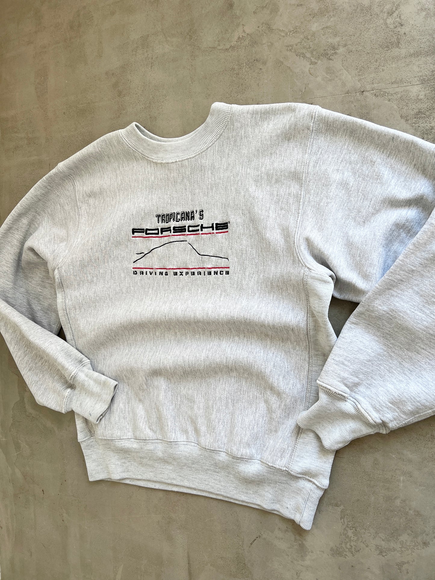 GREY PORSCHE SWEATER - 1990S - L