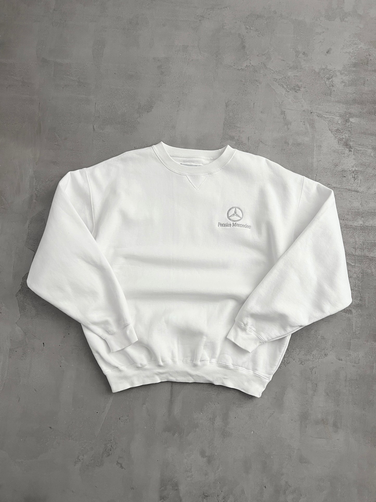 WHITE MERCEDES BENZ RACING SWEATER - 1990S - L