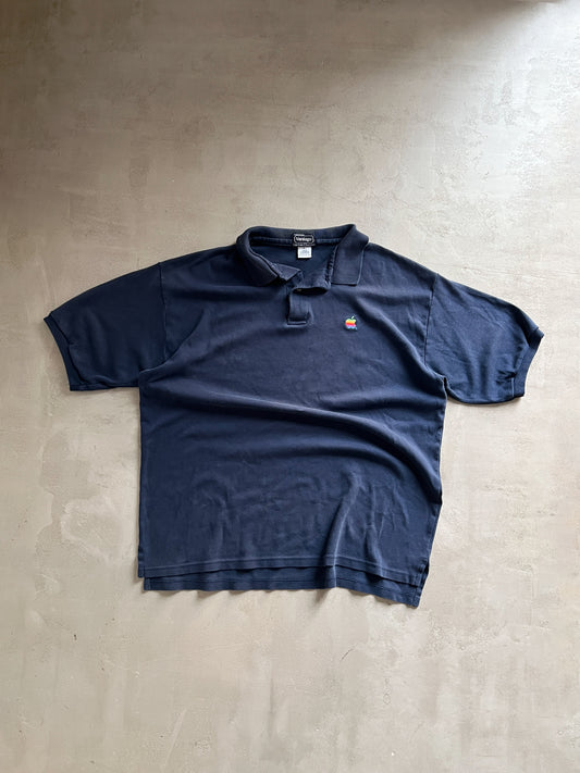 NAVY APPLE STAFF POLO - 1990S - L