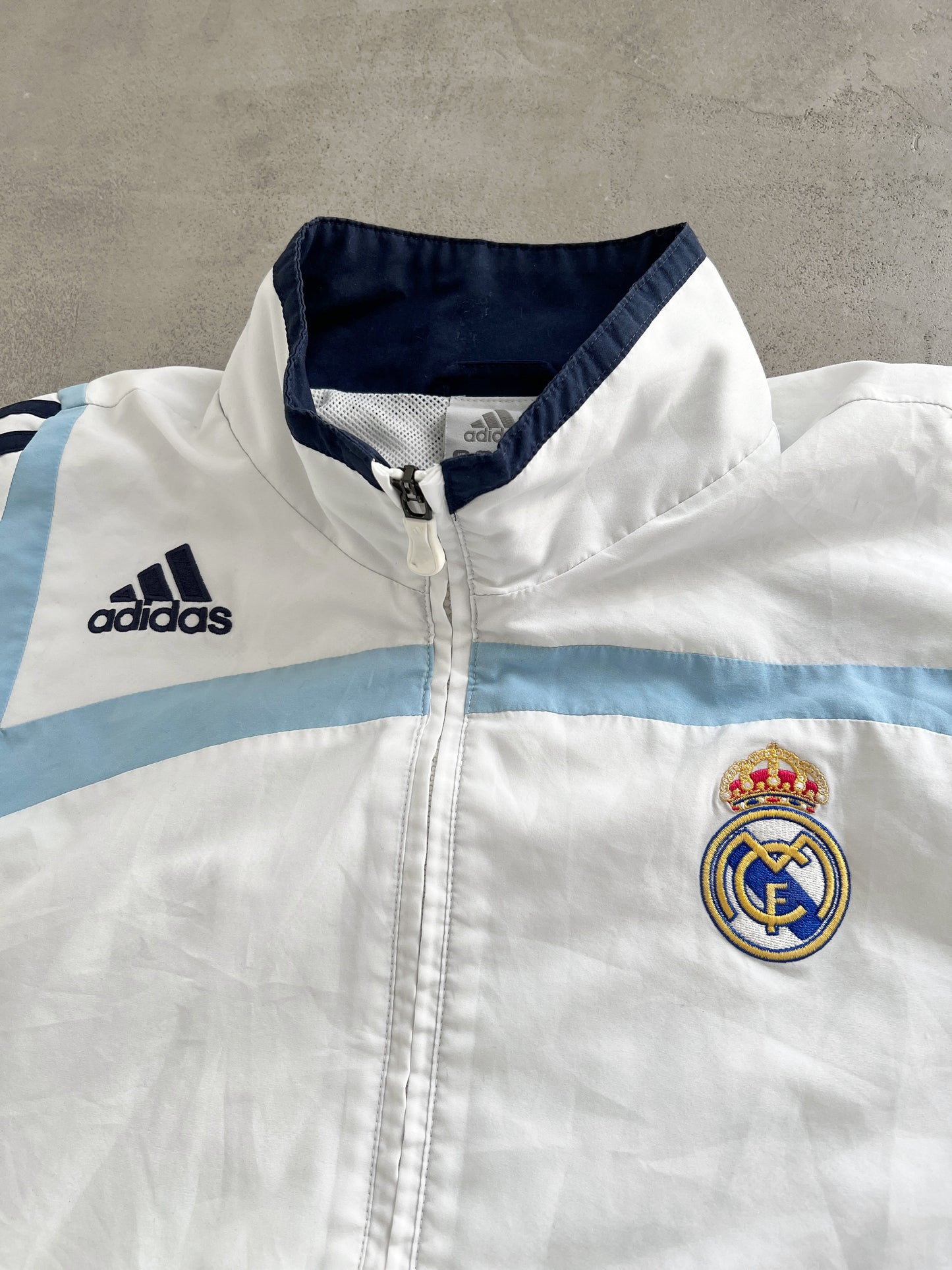 WHITE/BABY BLUE REAL MADRID TRACK JACKET - 2000S - M/L