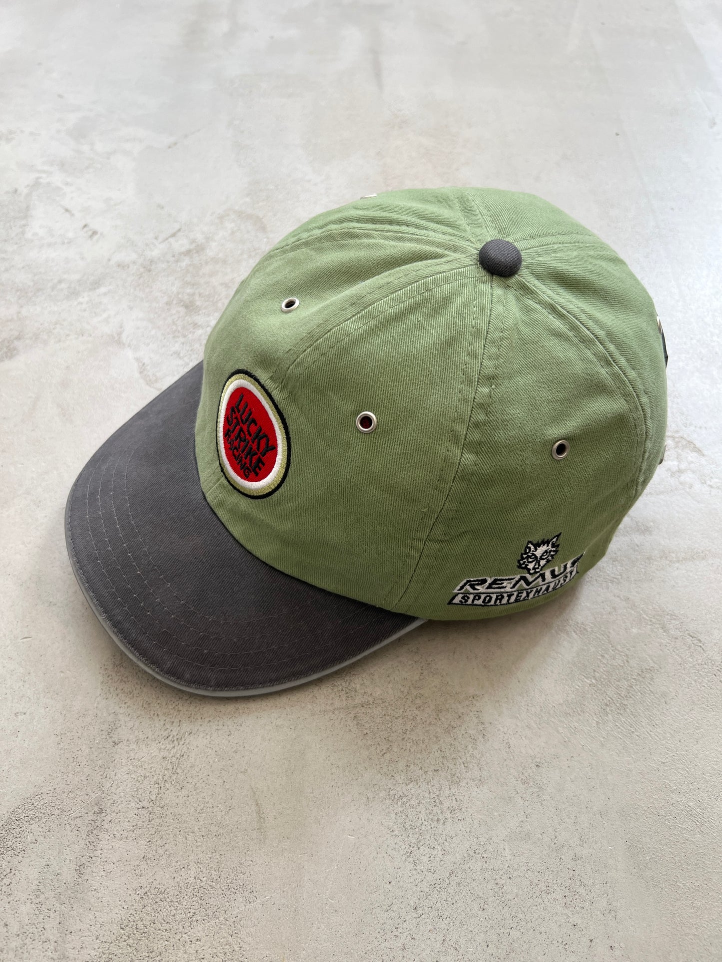 OLIVE GREEN LUCKY STRIKE X HONDA RACING CAP - 1990S