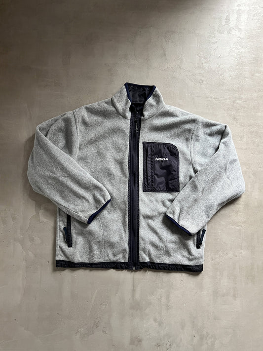 GREY/NAVY NOKIA 2 SIDE FLEECE JACKET - 2000S - XL/XXL