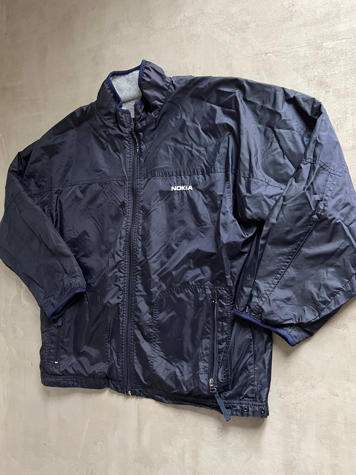 GREY/NAVY NOKIA 2 SIDE FLEECE JACKET - 2000S - XL/XXL