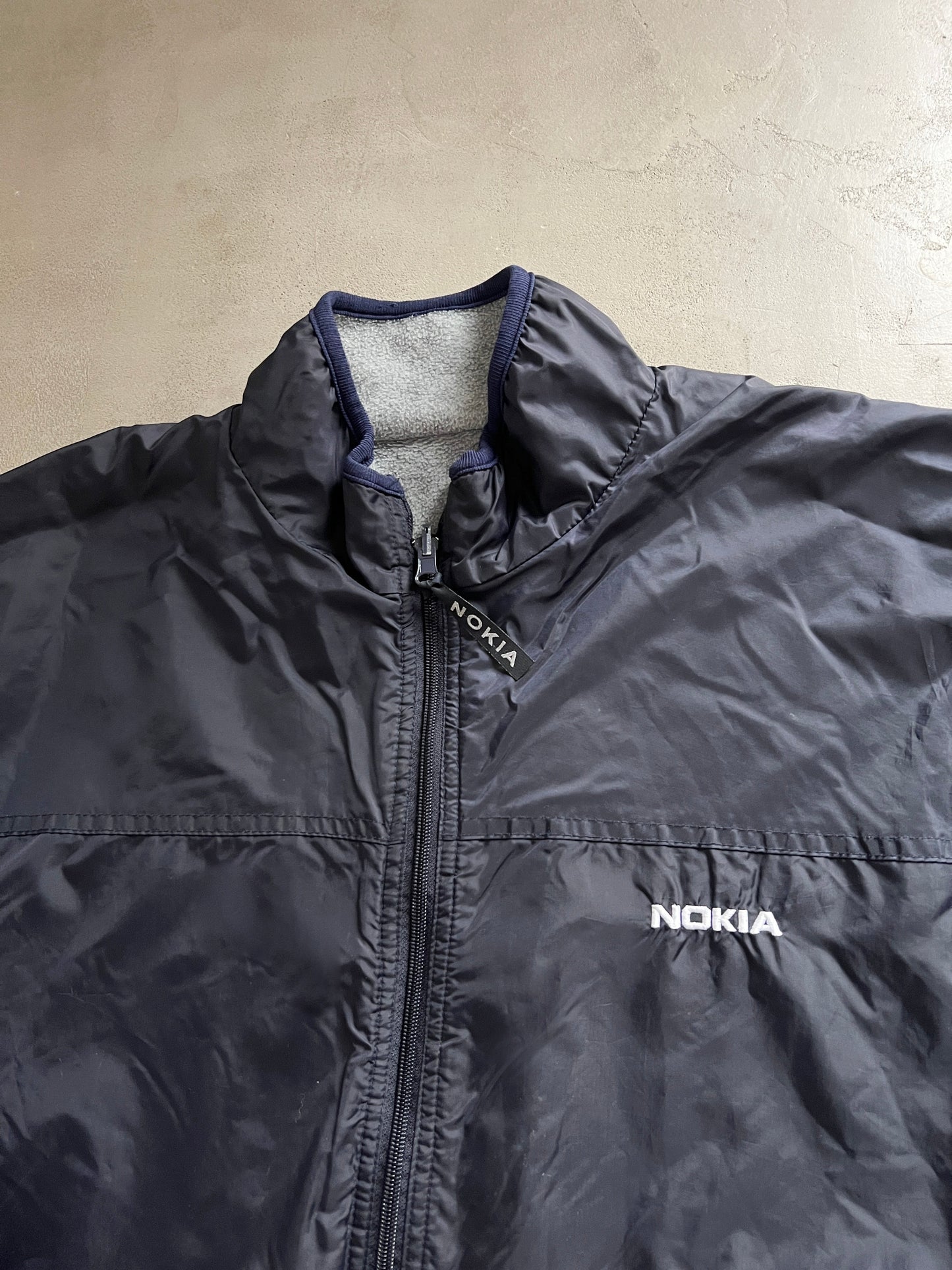 GREY/NAVY NOKIA 2 SIDE FLEECE JACKET - 2000S - XL/XXL