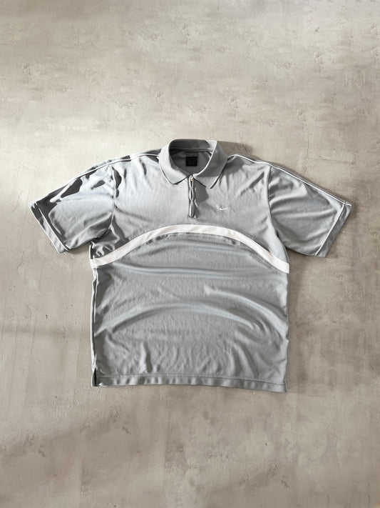 GREY/WHITE NIKE POLO - 2000S - L