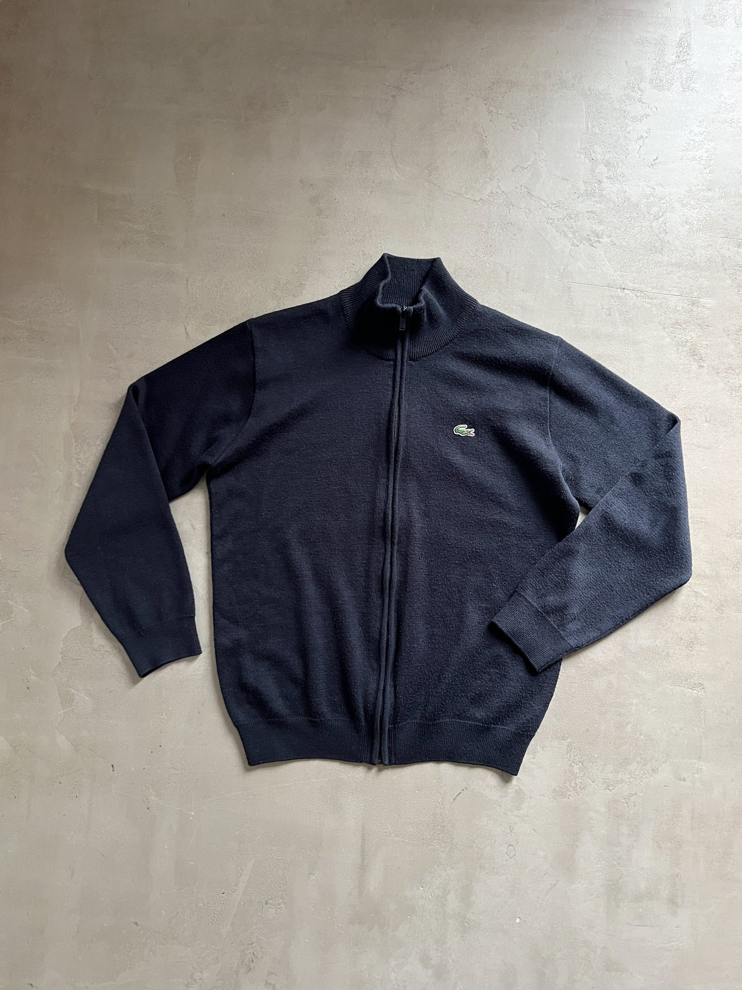 NAVY LACOSTE KNIT JACKET - 2000S - M