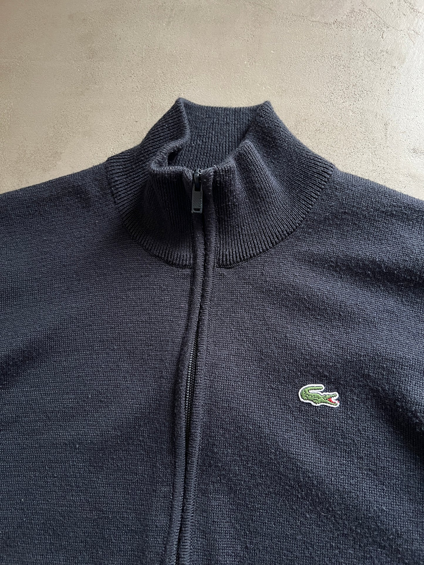 NAVY LACOSTE KNIT JACKET - 2000S - M