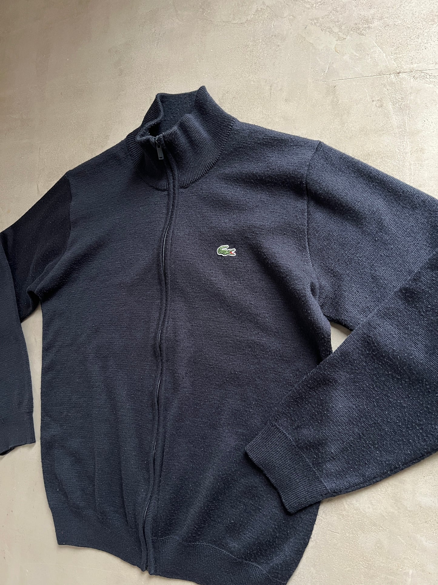 NAVY LACOSTE KNIT JACKET - 2000S - M