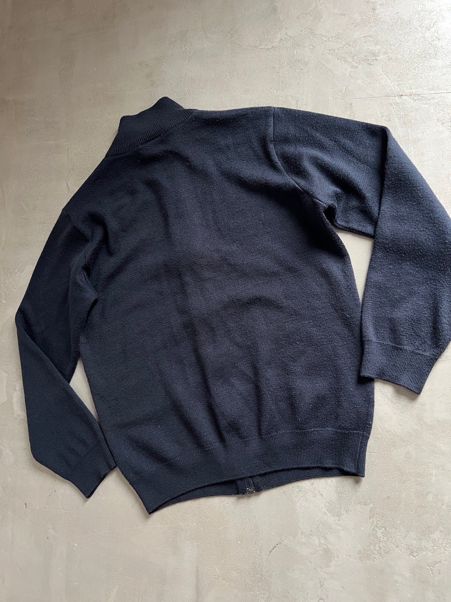 NAVY LACOSTE KNIT JACKET - 2000S - M