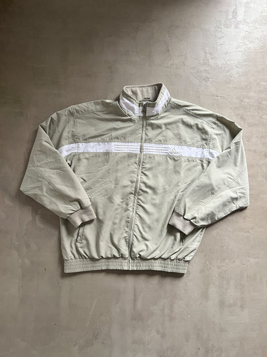 CREME/WHITE ADIDAS TRACK JACKET - 2000S - L