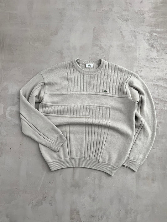 BEIGE LACOSTE KNIT SWEATER - 2000S - M