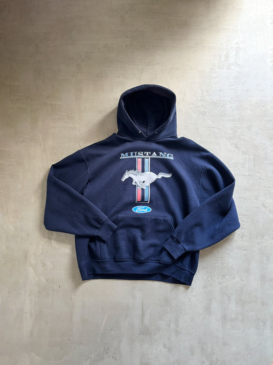 NAVY FORD MUSTANG HOODIE - 1990S - L
