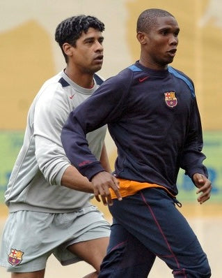 NAVY FC BARCELONA NIKE SWEATER - 2000S - L