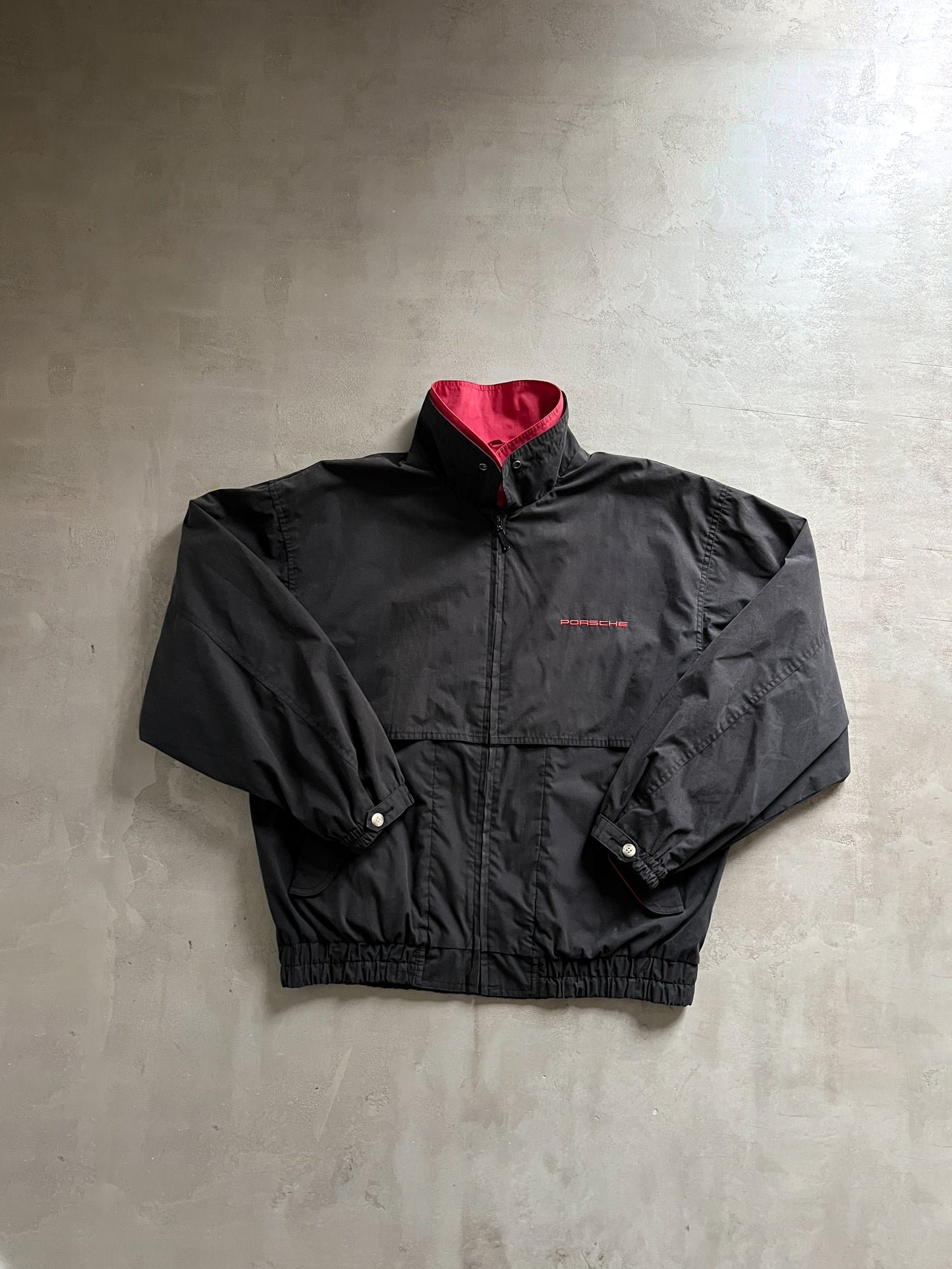BLACK PORSCHE JACKET - 1990S - L/M