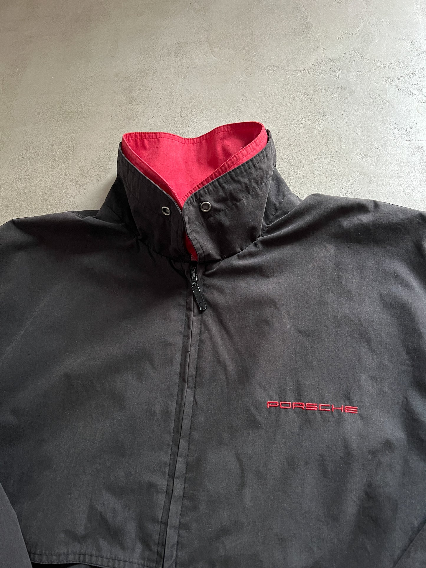 BLACK PORSCHE JACKET - 1990S - L/M