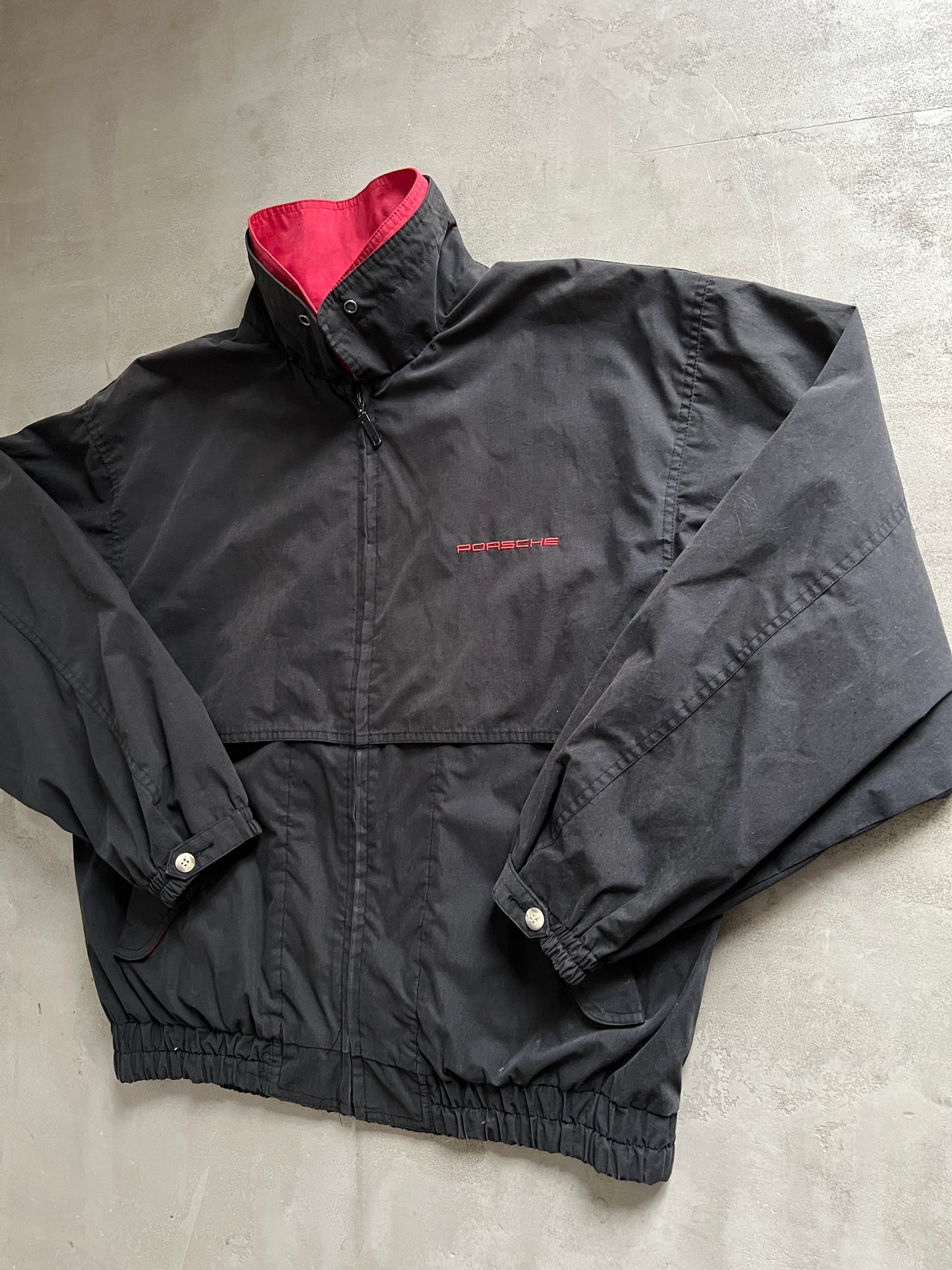 BLACK PORSCHE JACKET - 1990S - L/M