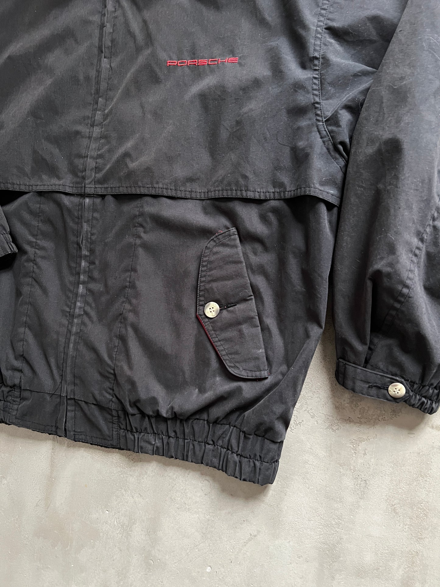 BLACK PORSCHE JACKET - 1990S - L/M
