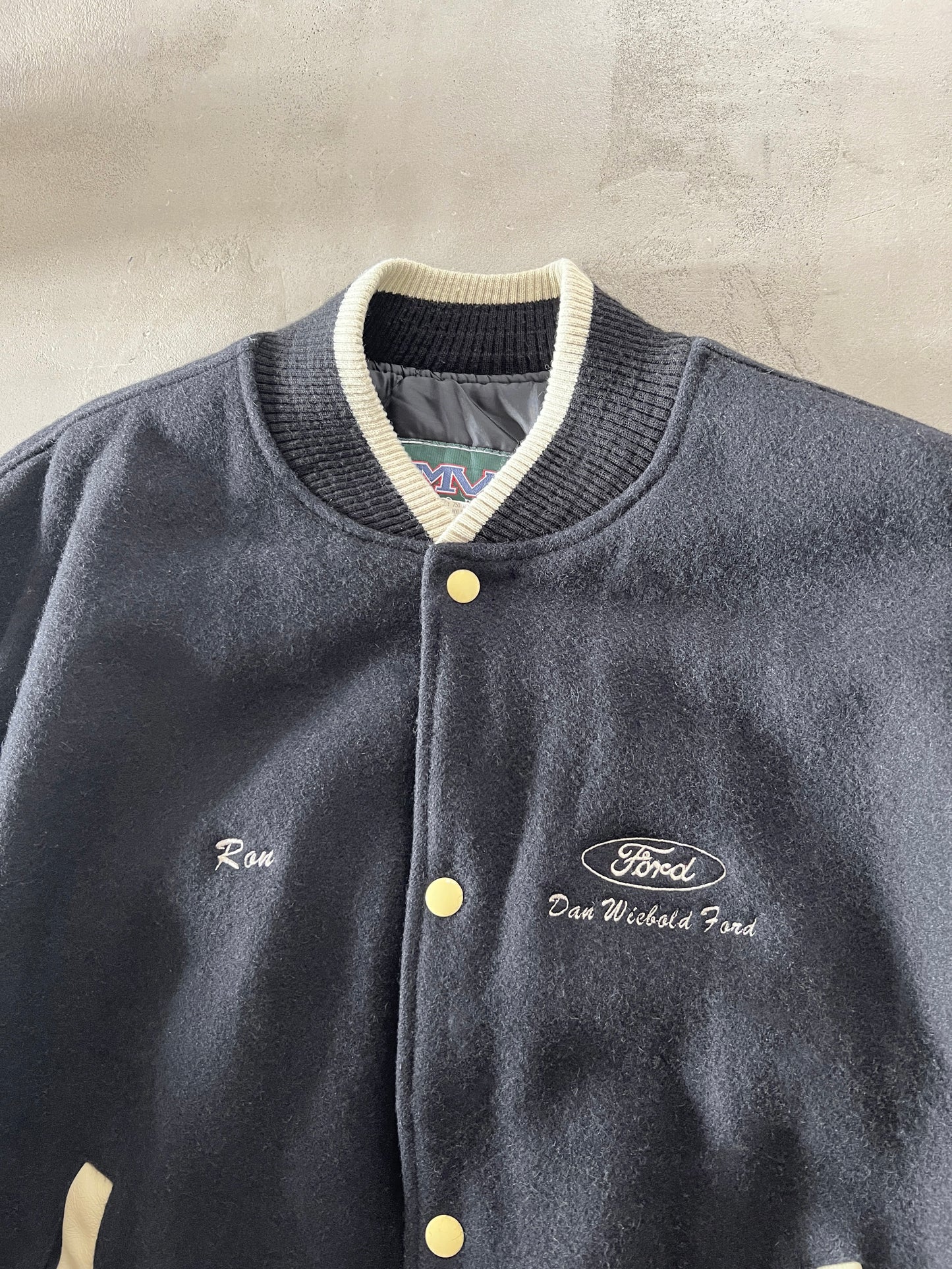 BLACK/CREME FORD JACKET - 1990S - L