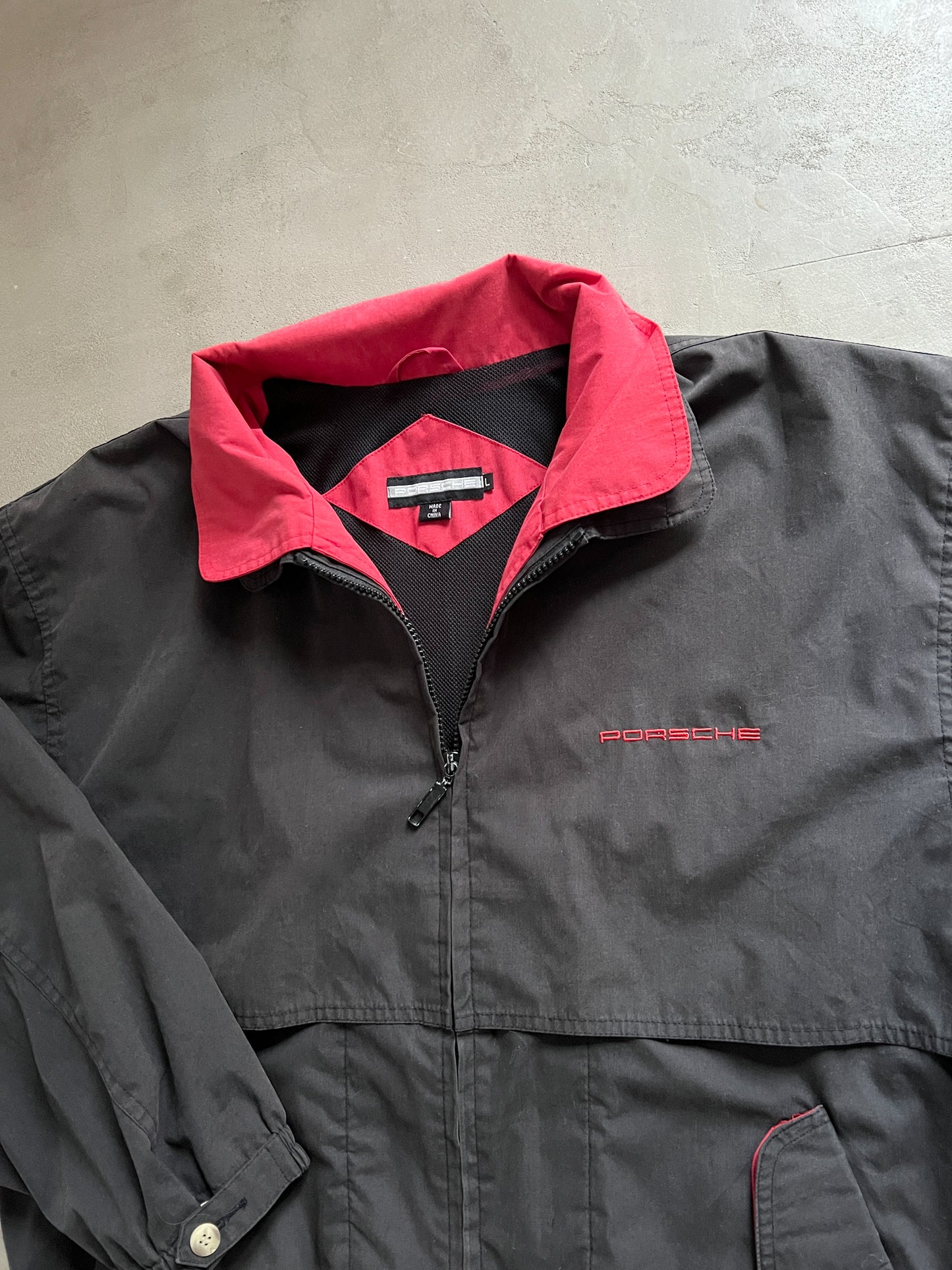 BLACK PORSCHE JACKET - 1990S - L/M