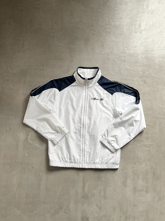 WHITE/NAVY NIKE TRACK JACKET - 2000S - M