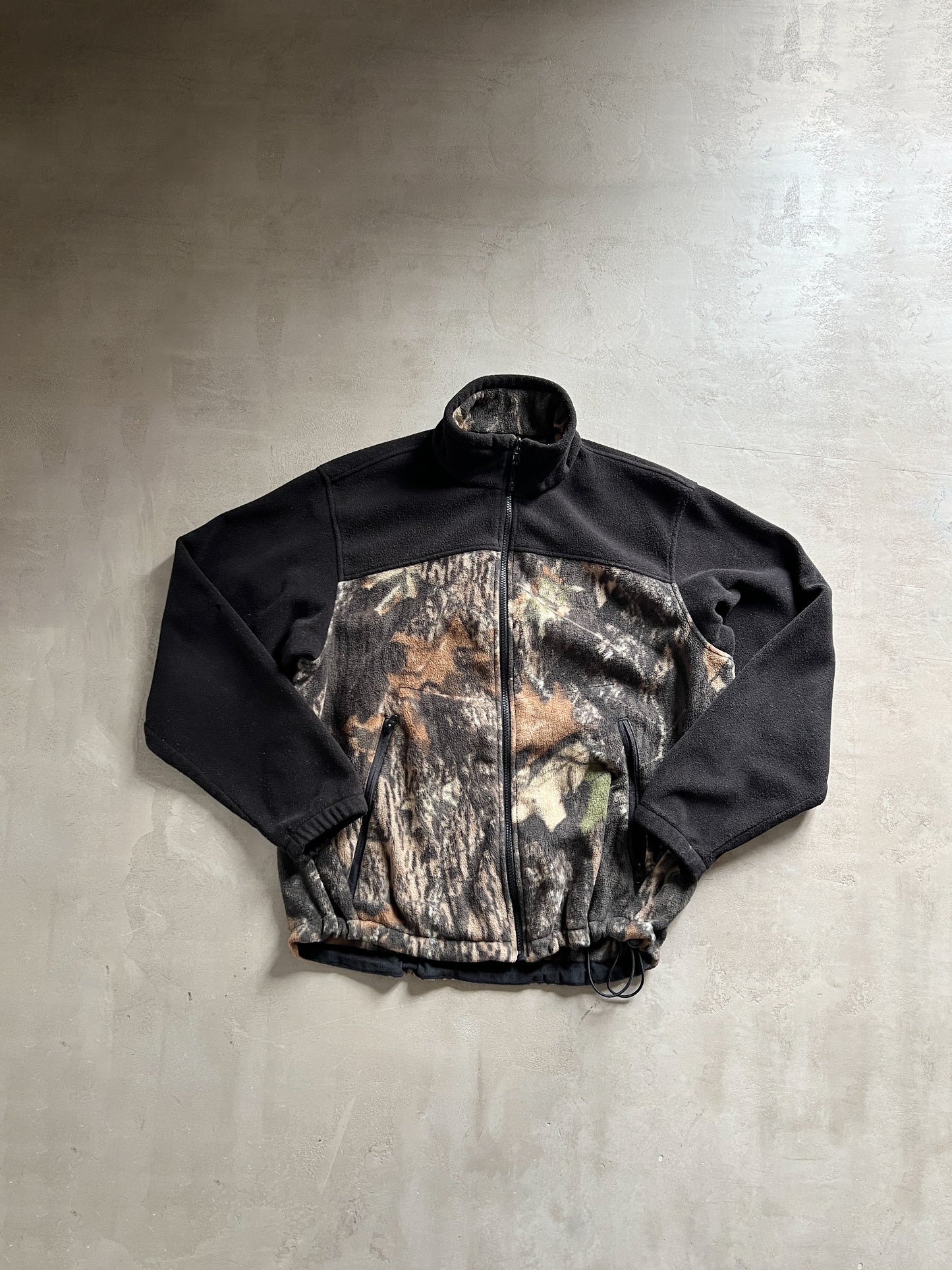 BLACK/CAMO FLEECE JACKET - 2000S - L